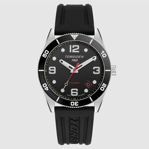 New Torgoen TN-1292 T53 Diver Black 41mm Silicone Strap Watch